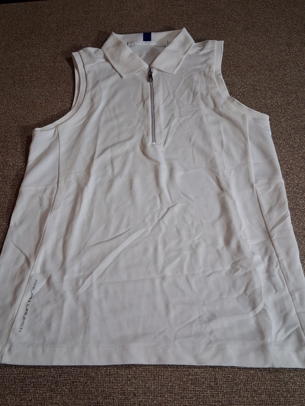 RLX Ralph Lauren White Sleeveless Zip Golf Polo Size S